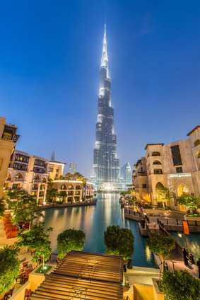 Dubai - JANUARY 9, 2015: Burj Khalifa building on January 9 in UAE, Dubai. Burj Khalifa skyscraper is tallest in the world